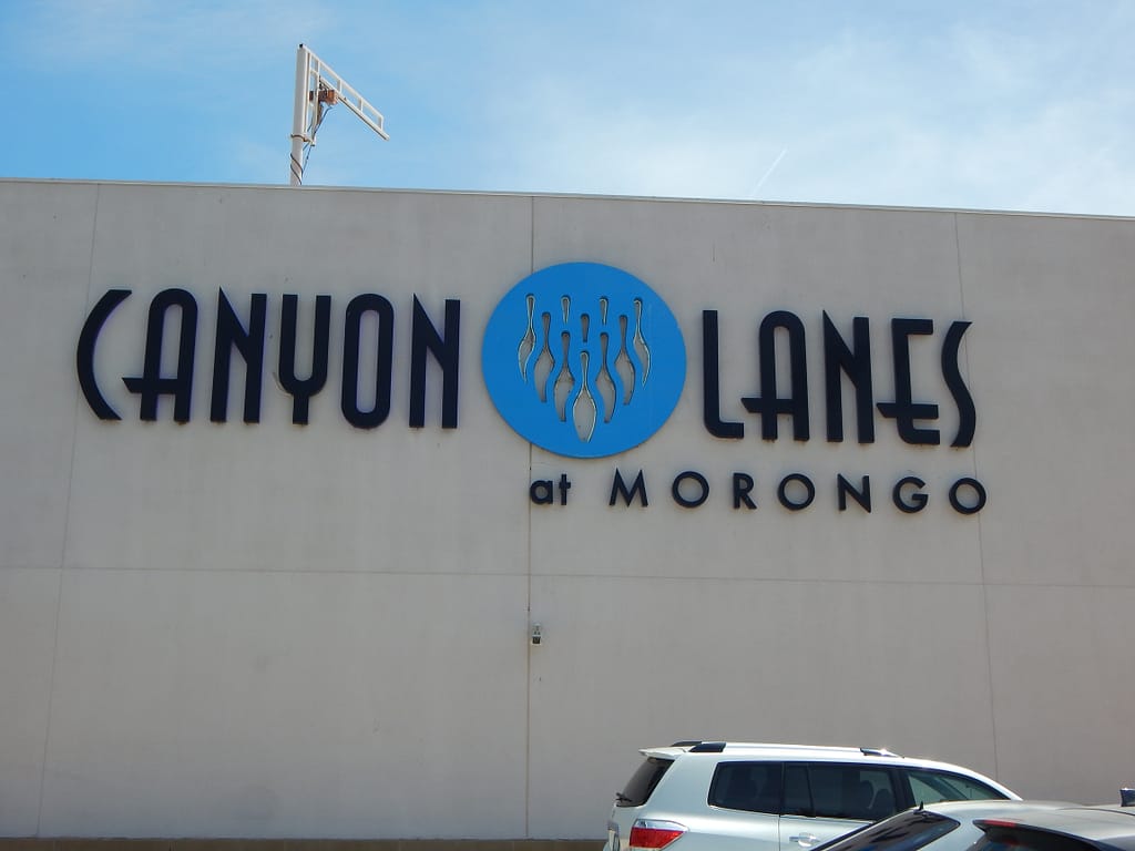 Canyon Lanes at Morongo sign